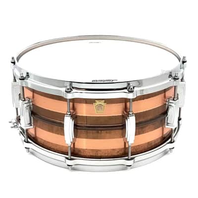 Ludwig LC663S Raw Striped Copper Phonic Snare Drum 14x6.5 image 1
