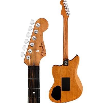 Fender American Acoustasonic Jazzmaster All-Mahogany Acoustic-Electric Guitar Regular Bourbon Burst image 4