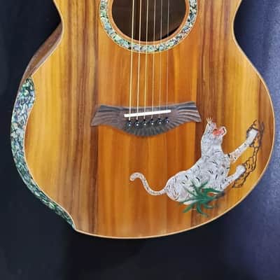Blueberry Handmade Grand Concert Cutaway Guitar Tiger Motif image 18