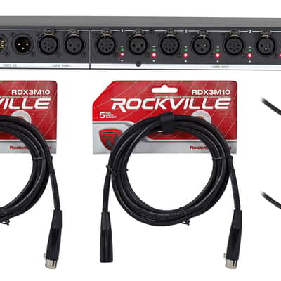American DJ D4 Branch RM Rack Mount 4-Way DMX Distributor w/XLR IO Jack+4 Cables image 1