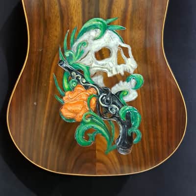 Blueberry Handmade Mini-Concert Small Body Acoustic Guitar Biker Motif image 9
