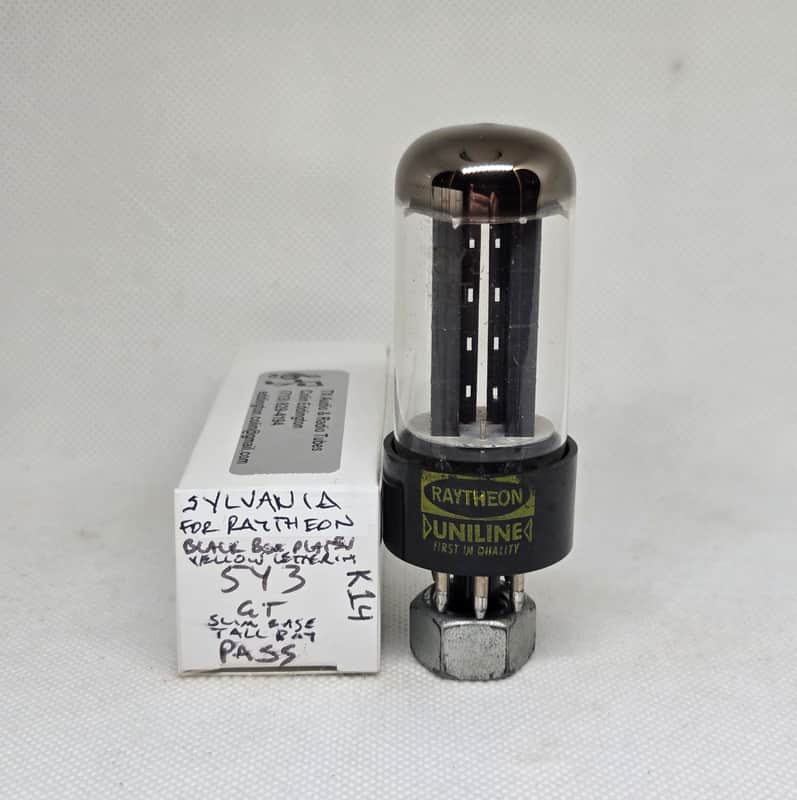 Sylvania Made For Raytheon 5Y3GT Tall Boy Black Plate Rectifier Single NOS 5Y3 image 1