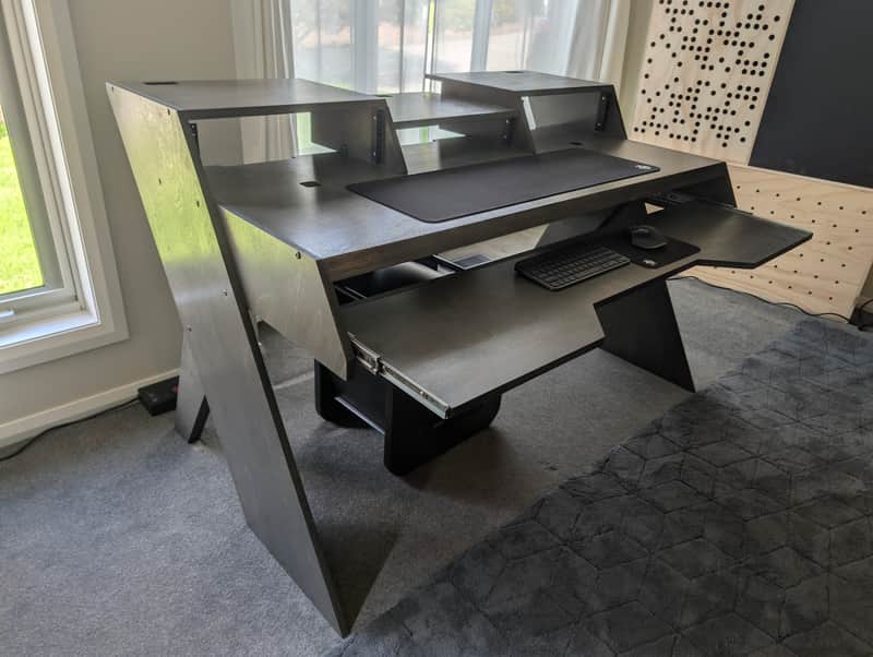 De-Fi Platform Studio Production Desk + Sidecar Rack / Shelf / Cupboard. 2021 - Driftwood Grey image 1