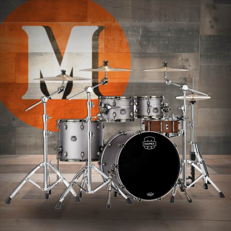 Mapex Saturn Evolution Classic 4 Piece Shell Pack Without Snare - Gun Metal Grey (SE529XEBBPG) image 1