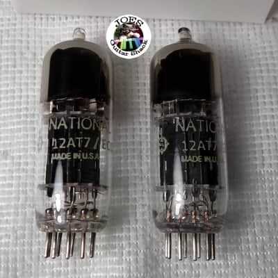 1960's National 12AT7 6201 ECC81 Triple Mica Long Black Ribbed Plate "Super Strong Match Pair Tubes" 7000+ of 5500 = 120% The Best Sounding 12AT7 & Extremely Rare For Guitar Bass & Hi Fi Amps! #61 image 2