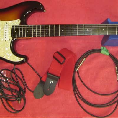 Optek Fretlight 400 Series strat-Style Electric guitar - 3 tone sunburst with cables image 3