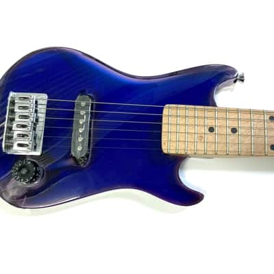 Vintage 1970’s/80’s Harmony Iridescent Acrylic Blue Lucite Mini Electric Travel Guitar *Rare image 7