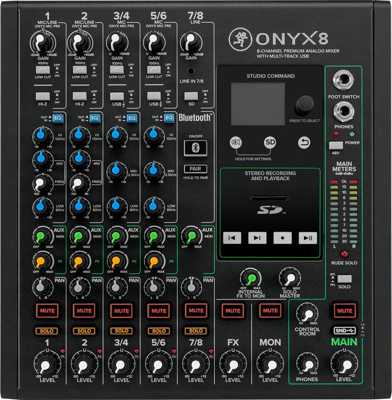 Mackie ONYX8 8-Channel Analog Mixer w/ Multi-Track USB/3-Band EQ+Bluetooth image 1