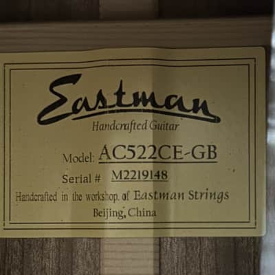 Eastman AC522CE-GB Grand Auditorium Acoustic-Electric w/ Case, Pro Setup image 11