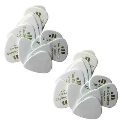 Dunlop Guitar Picks  24 Pack  Celluloid  White  Extra Heavy