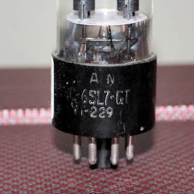 RCA JAN 6SL7GT VT-229 PERFECT BALANCE BLACK ROUND PLATE FOIL PAN GETTER TEST NOS++ VINTAGE 1945 image 1