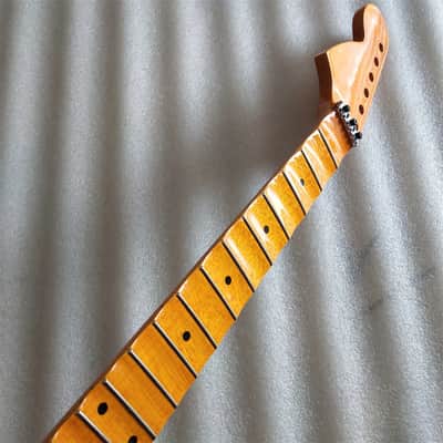 Glossy Finish Maple Guitar Strat Style Neck with Scalloped Fingerboard, Reversed Headstock image 5