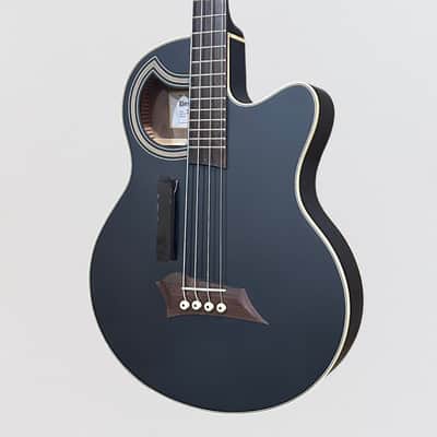 Warwick RockBass Alien Deluxe Thinline Hybrid 4 String Acoustic Electric Bass Guitar -Black image 3