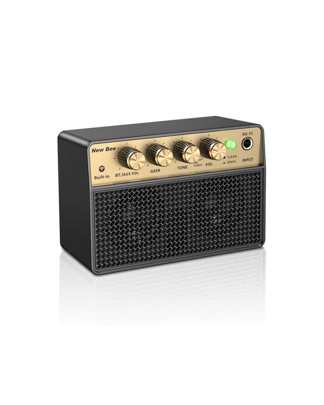 Mini Guitar Amp, 10W Electric Guitar Amplifier with Clean Drive Channel, 3.5mm Headphone/AUX Jack, 6H Work, USB-C Rechargeable Bluetooth Small Portable Amp for Indoor Practice Travel image 1