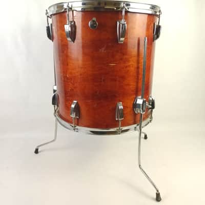 Ludwig 16x16"Mahogany Stain Floor Tom Drum Blue/Olive Vintage 70s 6Ply Maple USA image 6
