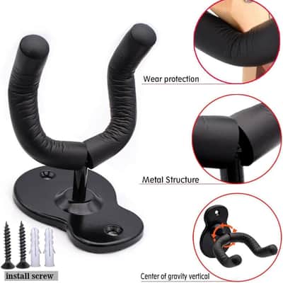 Guitar Wall Mount Hanger 2 Pack Hook Acoustic Electric Bass Guitar image 2