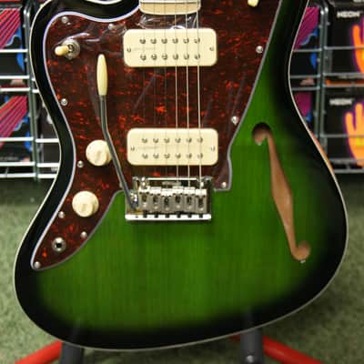 Revelation RJT60M TL semi acoustic guitar in greenburst L/H image 8