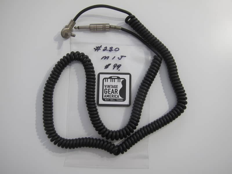Teisco Del Rey Curly or Coil Cord Guitar Cable MIJ Authentic Vintage Accessory Case Candy Circa-1960s-1970s-Black image 1