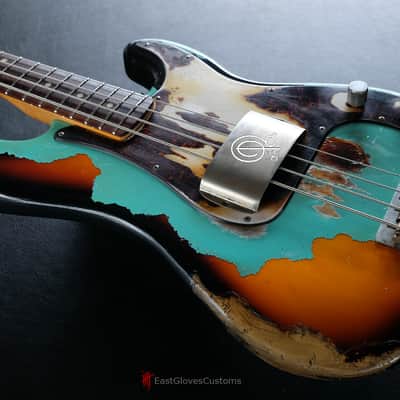 Fender Standard Pricision Bass Seafoam Green on Sunburst Heavy Relic Aged (RARE) image 6