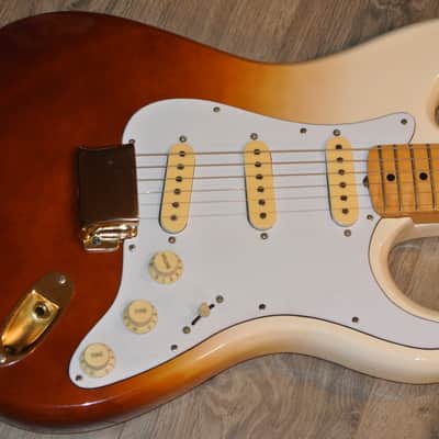 1980's Lotus L640 Stratocaster - Wild Tri-Color Shaded Finish with Gold Hardware + Brass Nut image 2