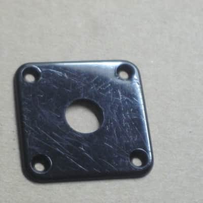 used (medium relic'd) genuine Gibson PRJP-010 Black Plastic Jack Plate for Les Paul (+ used nickel finish screws - but very clean gold finish screws available upon request) 1990s - 2020s (specifically from 1996) image 3