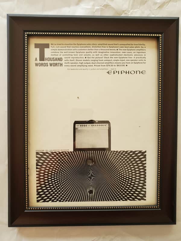 1966 Epiphone Musical Instruments Promotional Ad Framed Epiphone Amps Original image 1