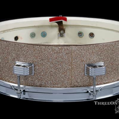 1960s Ludwig Pre-Serial Downbeat Snare Drum Keystone Champagne :  4 x 14 image 15