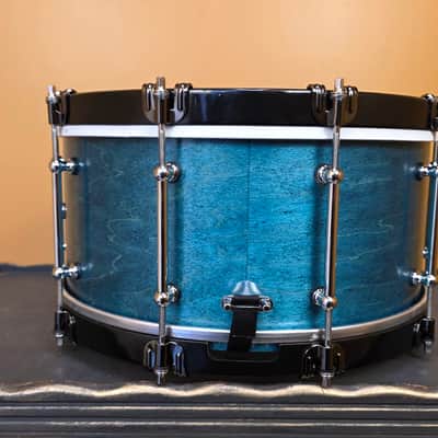 Kings Custom Drums 14x7" Maple Turquoise Snare w/ Wood Hoops image 2