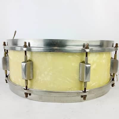 Leedy 5x14"Broadway Standard 1Ply Solid Maple Snare Drum 1939 White Marine Pearl image 6