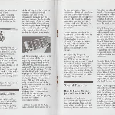Rickenbacker Guitar/Bass Care & Maintenance Manual 1992 image 3