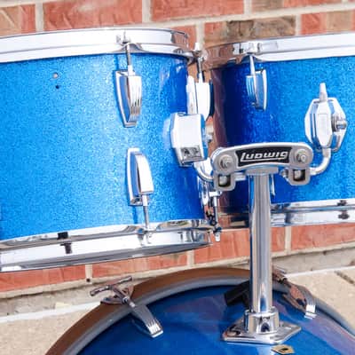 60's Ludwig Keystone Badge Blue Sparkle Kit - 20" 12,13,16" image 2