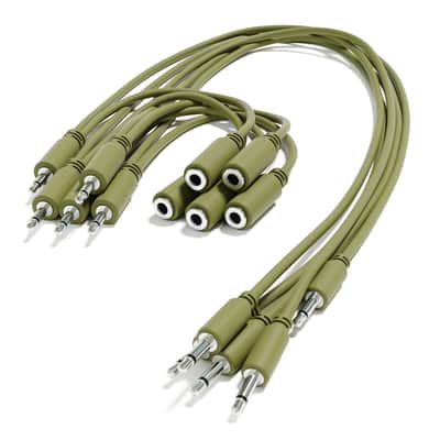 ExcelValley [Army Green | 30 cm - 11.81"] 5-Pack - Hopscotch Mono Splitter Y Patch Cables TS 3.5mm 1/8" Eurorack Synth image 1