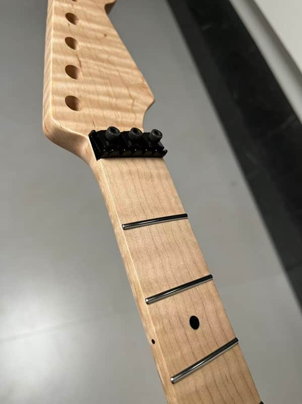 4a floyd rose nut stainless steel 22 frets flame Maple guitar neck 25.5inch hole 10mm Lock nut Satin Wheel truss rods image 1