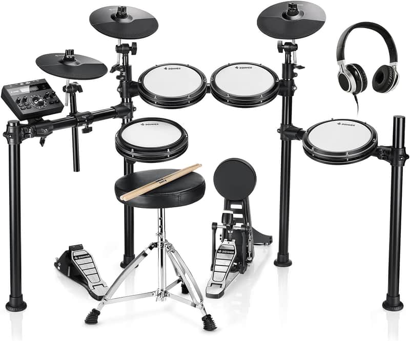 Electric Drum Set Electronic Kit Mesh Head 8 Piece, Drum Throne, Sticks Headphone and Audio Cable image 1