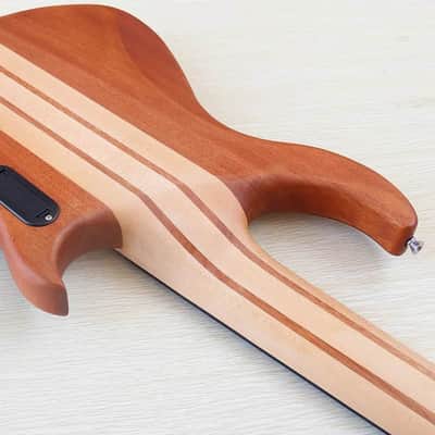 Custom Left Handed 6 String Electric Bass, Zebra Wood Top Body, Maple Neck Through, 24 Frets Fingerboard image 7