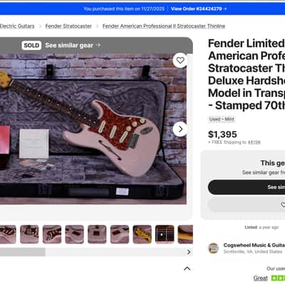 2024 FENDER AMERICAN PRO II THINLINE - SHELL PINK - MODS+CASE+ ALL OG PARTS image 25