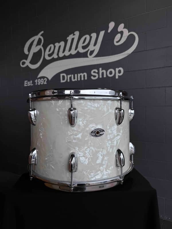 Vintage Early 1970's Slingerland SoundKing 10x14 Rack Tom with Mount in White Marine Pearl image 1