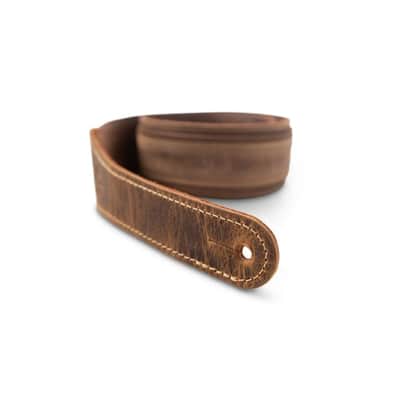 Taylor Wings Distressed Leather Guitar Strap Dark Brown image 5