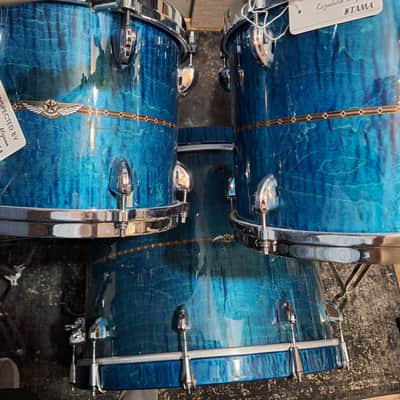 Tama Star Maple 5pc Drum Set Ocean Blue Curly Maple w/Outer Inlay image 1