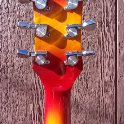Memphis, set neck, single cut (LP copy), MIJ, 1970's, cherry sunburst, Duncans, case, volute, CIPOLLINA image 13