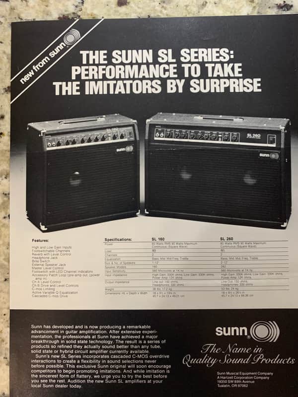 Sunn SL 160 SL 260 Amp Brochure image 1