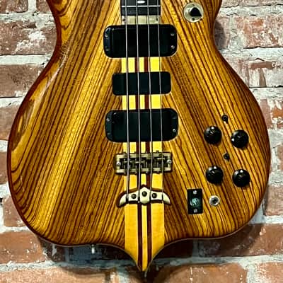 1979 Alembic Series 1, 4 String Bass, Stunning Natural Zebra Wood, LED Fret Lights, Very Nice Bass ! image 1