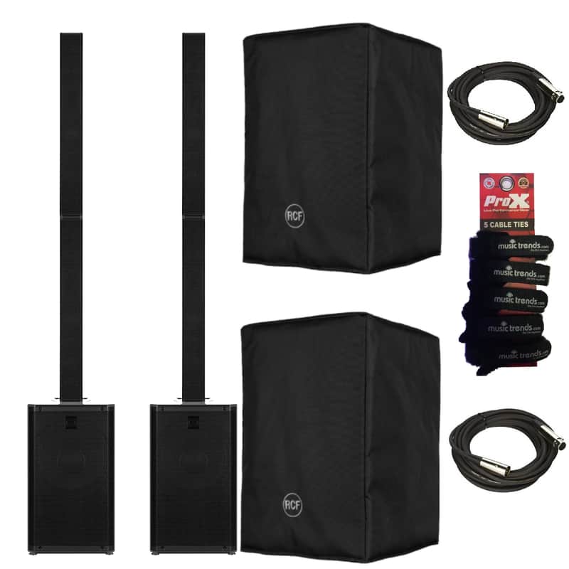 2x RCF EVOX J11 Active 3500w 12" Three-way Column Array + 2x Covers + XLRs image 1