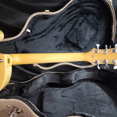 Hagstrom HJ500 Natural Gloss Hollow Body Electric Guitar – Jazz Archtop – Dual Humbuckers – Hardshell Case 2000s - 2010s - Natural Gloss Top with Dark Figured Back & Sides image 17