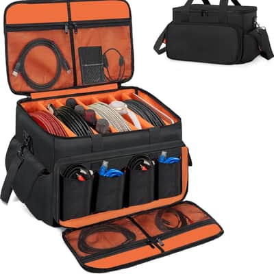 DJ Cable File Bag With Adjustable Dividers, Dj Gig Bag for Cables, Cords, DJ Gear, Sound Instrument and Accessories, Cable Organizer Bag 16L x 11W x 12H inch image 1