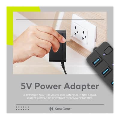 Knox Gear 4 Port 3.0 USB Hub with Individual Switches and LED Lights image 3