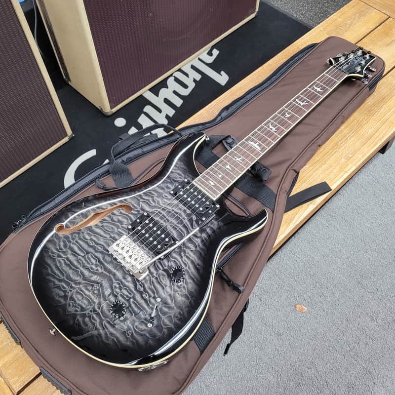 PRS SE Custom 22 Semi-Hollow with Gigbag- Charcoal Burst image 1