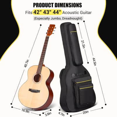 Custom padded 44 Inch Guitar Gig Bag/Case - Water Resistant with Adjustable Shoulder Strap image 2