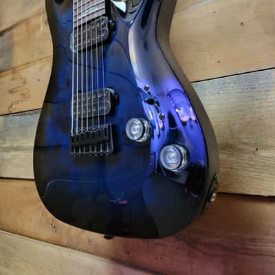 Schecter Guitar Research Omen Elite-7 - See-Thru Blue Burst image 4