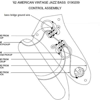 1960's Style Fender Jazz Bass wiring harness with FENDER Pots, Caps, Knobs! NEW! image 3